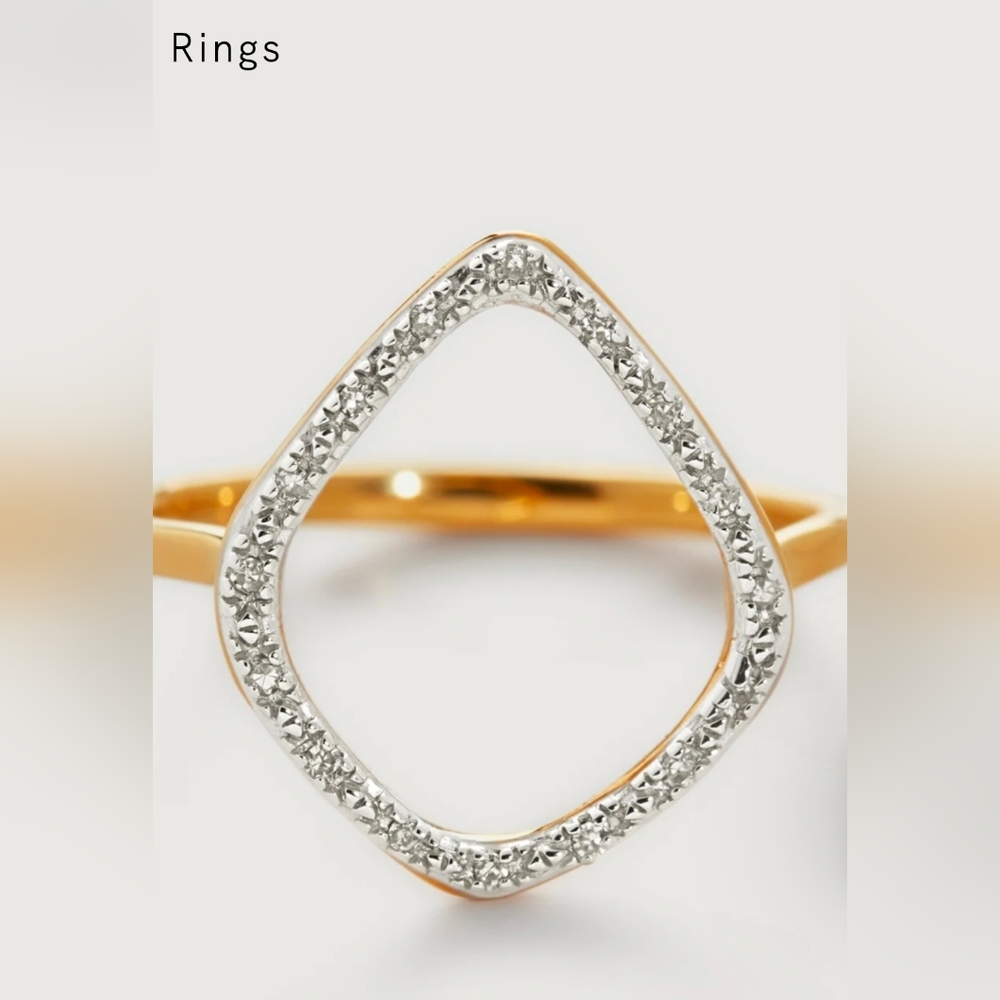 Monica Vinader Gold and Silver Riva Kite Diamond Ring.  # 300 - Picture 4 of 14
